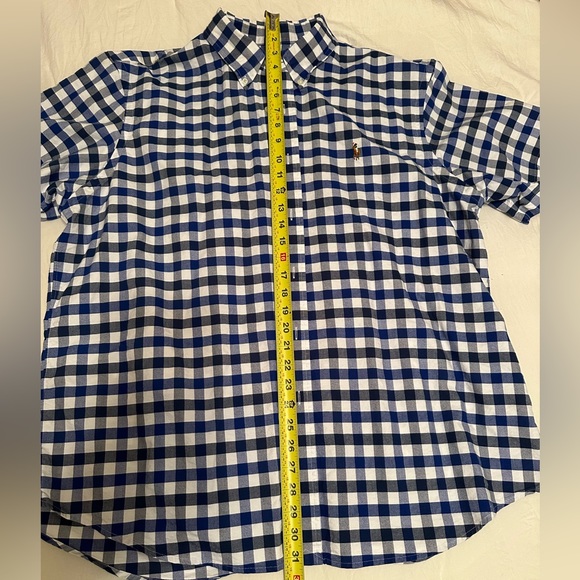 Ralph Lauren collared Button Down Blue White Checkered Short Sleeve Shirt XXL - Picture 2 of 12